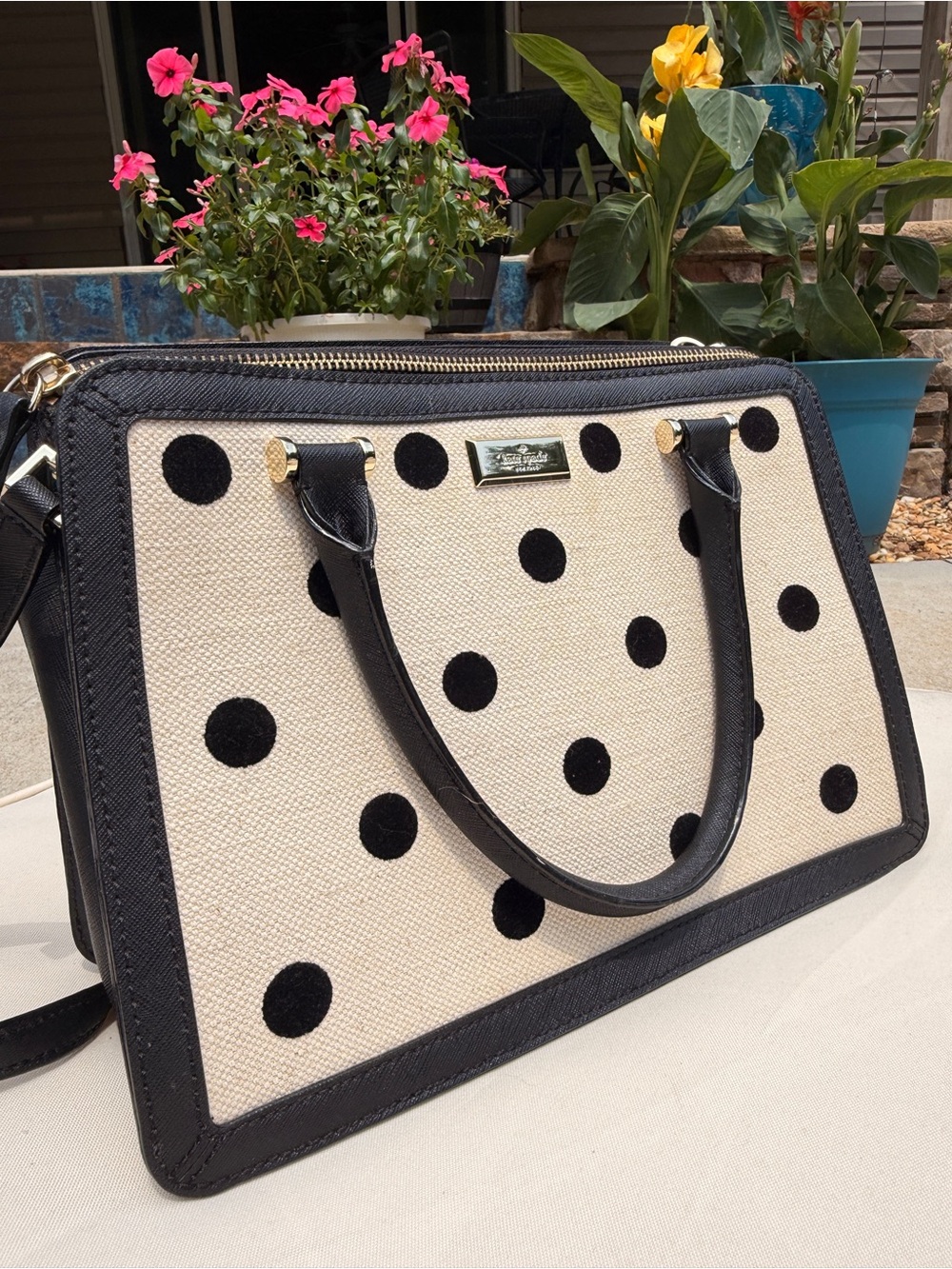 kate spade Black and Cream Polka Dot Satchel